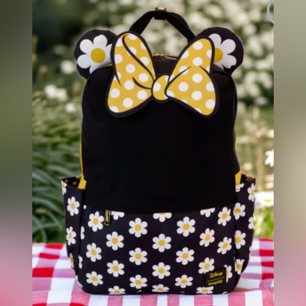 Disney Black & Yellow Daisy Bow Kids Backpack nwt